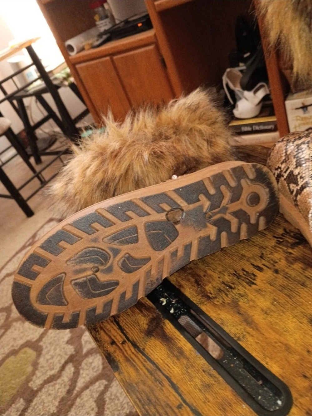 Faux Fur Snake-Print Tall Winter Boots in Brown - Picture 8 of 9